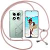 ISOI Cover con Cordino per Xiaomi Redmi Note 14 Pro 5G/Xiaomi Poco X7 5G, Custodia Trasparente con Collana Tracolla Laccio Collo Ultra Sottile Morbido TPU Silicone Antiurto AntiGraffio Case, Rosa