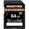Gigastone [5 Anni Recupero Dati 0] GIGASTONE 64GB SD Card, fotocamera 4K Extreme, A2 V30 U3 SDXC Memory Card alta velocità compatibile con fotocamere digitali Canon Nikon Sony Panasonic, 1 mini custodia