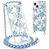 Votvloay Magnetica Cover con Cordino per iPhone 14/iPhone 13 6,1, Aesthetic Disegni Tartarughe Custodia con Collana Tracolla Laccio Compatibile con MagSafe, Trasparente Sottile Silicone Antiurto Case