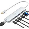 MOKiN Hub multiporta USB C 7 in 1 per MacBook Pro/Air, iPad, Lenovo e altri dispositivi di tipo C - HDMI, 2 USB 3.0, PD, SD/MicroSD (argento)