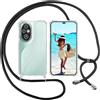 ISOI Cover con Cordino per Honor 200 Pro, Custodia Trasparente con Collana Tracolla Laccio Collo Ultra Sottile Morbido TPU Silicone Antiurto AntiGraffio Antiscivolo Case, Nero