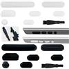 Lechengjia Set di 14 tappi antipolvere compatibili con MacBook Pro da 16 pollici e 14 pollici, in silicone, con due spazzole e una scatola trasparente (nero, trasparente
