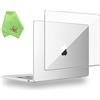 UESWILL Compatibile con MacBook Air 13 M5 M4 M3 M2 Custodia Modello A3449 A3240 A3113 A2681 (2022-2026), Cover Rigida Cristallo Lucido per Mac Air 13.6 + Panno in Microfibra, Trasparente