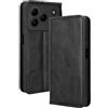 DEDUX Custodia a portafoglio per Doogee Note 56/Note 56 Pro, in pelle, stile retrò, chiusura magnetica, con scomparti per carte di credito, colore: nero