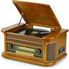 DLITIME Giradischi Vintage 10-in-1 con Bluetooth, Lettore CD/Cassetta, Radio AM/FM, USB/SD, 3 Velocità, Altoparlanti Stereo Integrati, Ingresso AUX & Uscita RCA, Telecomando