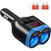 Linkstyle Caricabatterie da auto Splitter per accendisigari, doppia presa USB A e PD con Voltmetro a LED per dispositivi da auto a 12V/24V