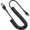 GELRHONR Cavo USB tipo C a spirale a molla da USB A a tipo C (3A 60W) per ricarica rapida e dati altri dispositivi USB C, nero/(massimo 1,5 m da USB a tipo C) -Non carica i-P-hone 15