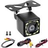 Toaluea Telecamera Retromarcia 12V, IP68 Impermeabile Retrocamera Auto 170° Grandangolare Visioni, 720P Visione Notturna Telecamera Parcheggio con 12 LED per Camper Camion Autobus SUV, 6m Line
