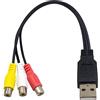 Duttek Cavo RCA a USB, cavo da USB a RCA, USB A 2.0 maschio a 3 RCA femmina video scheda di acquisizione audio cavo per PC, Mac, AV, HDD e DVR 25 cm