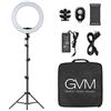 GVM Great Video Maker GVM 18 Lampada ad anello a LED con treppiede, dimmerabile, 3200K-5600K, per titok Vlog YouTube ritratto, Vlog, selfie ad anello LED per fotografia