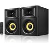 Sanyun SW205 Diffusori da Scaffale HiFi 4 80W, Monitor Studio Attivi 2.0 Nearfield, Campo Sonoro 3D Migliorato, DAC DSP Alta Gamma, Cabinet Diffusione Geometrica, Bluetooth 5.4/Optical/AUX, Nero