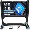 SIXWIN [8 Core] 4+64G Android 13 Autoradio con CarPlay/Android/DSP per Mercedes Benz C Klasse W203 W209 C180 C200 2005-2009, 9 Pollici HD Schermo Navigatore GPS WiFi BT FM/RDS Radio Mirror Link+32EQ