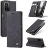 SLWYF Cover Compatible con Xiaomi Poco F3/Mi 11i/Mi 11X Pro/Redmi K40/Redmi K40 Pro, Retro Flip Caso in PU Pelle Premium Portafoglio Custodia Resistente Protezione Chiusura Magnetica Case - Nero