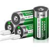 Palogreen Batteria ricaricabile Baby C USB 6000 mWh - 4 batterie ricaricabili al litio da 1,5 V/batteria C ad alta capacità con cavo di ricarica di tipo C, ricarica rapida 3 ore (4Pcs)