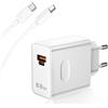 ASKUBSKU Caricatore USB C 80W e Cavo USB C per Honor 400 5G X60 GT 200 90 Lite 5G 70 Lite Magic6, Cavo Tipo C 1M di Ricarica Rapida e Adattatore a Doppia Porta QC PD 88W per Pura 70 Ultra 40