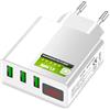 Eaxus® Alimentazione USB 3A - Caricabatterie a 3 porte con display LCD e funzione di ricarica rapida, bianco