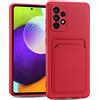 Verco Custodia Compatibile con Samsung Galaxy A33 5G Cover, Custodia Protettiva con slot per carte per Samsung A33 5G Case Sottile in Silicone, Rosso