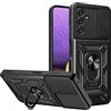 ESTH® Custodia per Samsung Galaxy A14 con Custodia per Fotocamera Scorrevole e Supporto ad Anello [Cover Paraurti Compatibile con Supporto Magnetico per Auto], Nero