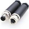 EONVIC M8 - Connettore circolare industriale per sensori con attacco maschio e femmina a 6 pin, codice A, per aviazione, impermeabile IP67, 8 mm