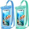 ProCase [2 Pezzi]ProCase Custodia Impermeabile Galleggiante Smartphone IPX8 per iPhone 13/12/11 Pro Max XR XS X, Galaxy A22/A52/A12/A5, Xiaomi Redmi 9/Note 11 10 9, Huawei P40 P30 PRO Fino a 7,0 -Blu/Verde