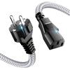 Goalfish Cavo di alimentazione a 3 poli, per dispositivi a freddo, 7,5 m, in nylon intrecciato (CEE 7/7 su IEC60320 C13), connettore dritto con VDE per monitor, PC, stampante, PS3/PS4 Pro, scanner, TV, schermo