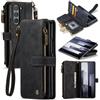 UEEBAI Custodia a portafoglio per Samsung Galaxy Z Fold 6 5G, realizzata a mano, in pelle PU, con scomparti per carte di credito, chiusura magnetica, tasca con cerniera, cavalletto e cinturino da