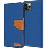 Verco iPhone 11 Pro Custodia per Cellulare, Caso Tessuto per Apple iPhone 11 Pro Cover Tessilo Portafoglio Case, Blu