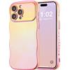 miyonsin Cover per iPhone 14 PRO Max per Donne e Ragazze, Magnetica Graziosa Cornice a Onde Ccolorate Cuore e Protezione per Fotocamera, Custodia Antiurto per iPhone 14 PRO Max, Rosa Dazzle