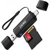 DSRKE Lettore di schede SD USB-C, adattatore micro SD ad alta velocità USB | Lettore di schede di memoria OTG Plug & Play per iPhone 17/16/15, Mac/iPad, Chromebook e Android, supporta 2TB SD/SDHC/SDXC