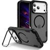 IMEIKONST Cover Magnetica per iPhone 17 Air con Supporto Obiettivo in Metallo, TPU + PC 3-in-1 Militare Grado Protezione Antiurto Armor Matte Traslucida Custodia per iPhone 17 Air. Nero HYF