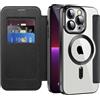 IMEIKONST Cover Magnetica per iPhone 13 Pro con Slot per Carte, [Compatibile con MagSafe] [Blocco RFID] Custodia in Pelle PU Portafoglio Flip Trasparente Case per iPhone 13 Pro. Nero JDCX