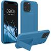 kwmobile 1x Custodia Compatibile con Apple iPhone 13 PRO Max - Cover Supporto Dita - Back Case per Smartphone - Protezione Gommata Blu Indaco