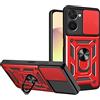 ESTH® Custodia per Realme C33 con Custodia per Fotocamera Scorrevole e Supporto ad Anello [Cover Paraurti Compatibile con Supporto Magnetico per Auto], Rosso