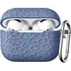 Maledan Leopardo Custodia Compatibile con AirPods PRO 2 Custodia Cover Case, Protettiva Custodia Antiurto in Silicone con Moschettone per Apple AirPods PRO 2/Apple AirPod PRO Case,Grigio Blu