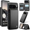 FONREST Custodia a portafoglio posteriore sottile per Google Pixel 9 Pro XL con blocco RFID, pannello flip/cavalletto, antiurto TPU+custodia protettiva posteriore in pelle PU con bottoni magnetici
