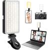 LOPHE LED Luce Video, Luce di Riempimento LED con Clip, 2700-6500K 3 Modi Luce Regolati Luce Portatile, 10 Livelli di Luminosità, 1800mAh Ricaricabile, per iPhone, Android, iPad, Laptop