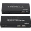 Annadue Estensore USB HDMI KVM via Cat6, Estensore Ethernet HDMI 4K 1080p 60Hz con Uscita Loop 3D HD, Controllo Tastiera Mouse USB, Uscita Audio Stereo 3,5 mm, Spina Europea