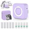HUIJUTCHEN Mini Stampante Fotografica, Mini Stampante Termica Portatile Stampante Fotografica Istantanea Bluetooth con 10 Rotoli di Carta Termica e Ricarica USB Stampante per Note/Diario/Memo (Viola)