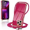 Micoden Custodia Compatibile con iPhone 13 Pro Max con Collana Regolabile con Custodia con Motivo Cuore d'Amore Carino con Cordino da Collo per iPhone 13 Pro Max (Rosso)