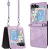 Hauw Cover per Galaxy Z Flip7 5G,Custodia in Pelle Antiurto Slim Fit con Tracolla Compatibile con Samsung Galaxy Z Flip7 5G,Viola