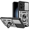 ESTH® Cover per Realme C53 4G/Narzo N53 4G con Custodia per Fotocamera Scorrevole e Supporto ad Anello [Custodia Paraurti Compatibile con Supporto Magnetico per Auto], Argento