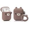 YIGEYI Airpods - Custodia in silicone compatibile con gli Airpods 1 e 2 custodia per cartoni animati 3D, simpatica, divertente [serie di animali da compagnia] (Orso marrone)