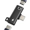 Aksenli Adattatore USB C Cuffie Jack(2in1)per Apple Doppio Type C Ricarica Splitter per iPhone 16 15 compatibile per Samsung S25 Caricabatteria Auricolari Sdoppiatore per iPad Aux Headphone Audio Cavo Adapter