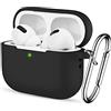 Upeak Silicone Cover per AirPods PRO 2ª Generazione 2022, Custodia Protettiva Morbida per Apple AirPods PRO 2, Supporta la Ricarica Wireless, con Moschettone, Nero