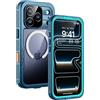 Lanhiem Cover per iPhone 17 Pro Max Impermeabile - Antiurto [Compatibile con MagSafe] Infrangibile 360 Subacquea Integrata IP68 Waterproof Chantier Antipolvere per iPhone 17 ProMax,Blu