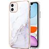 Lnxlanxx Cover Compatibile per iPhone 12 (6.1) / 12 PRO (6.1) TPU Silicone Bumper Disegni Motivo Marmo Colorato PC Rigida Case Antiurto Protettiva Resistente Custodia (Bianco)