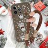 Krdvekm Cover con Cordino per iPhone 16 Pro 6,3'' Natale Cartoon, Silicone Marrone Custodia Aesthetic Christmas Print Femmina Mädchen Modello Disegni Collana Protezione Fotocamera Protettiva Case