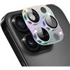 AiMok Bling Pellicola Fotocamera Compatibile con iPhone 16 pro/16 pro max, HD Vetro Temperato Alluminio Rim Protezione Lente Pellicola Anti Graffio Custodia per iPhone 16 pro/16 pro max - Colorato