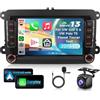 VECHTEL 2G&64G 7 Autoradio per VW Golf 5 6 VW Polo T5 Passat Touran Seat con Carplay Android Auto,touchscreen Bluetooth RDS/FM Radio,Mirror link,Wi-Fi GPS Navigazione/Telecamera posteriore AHD