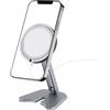 Flintronic Supporto Magnetico da Tavolo Pieghevole, Supporto Telefono Pieghevole per iPhone in Alluminio, per Mag Caricatore, Porta Cellulare Scrivania Compatibile con iPhone 15 Plus Pro Max/14/13/12
